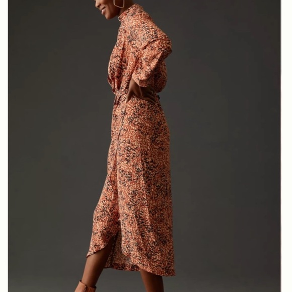 Anthropologie Leopard Print Twofer Wrap Midi Dress - size XS - Picture 3 of 11